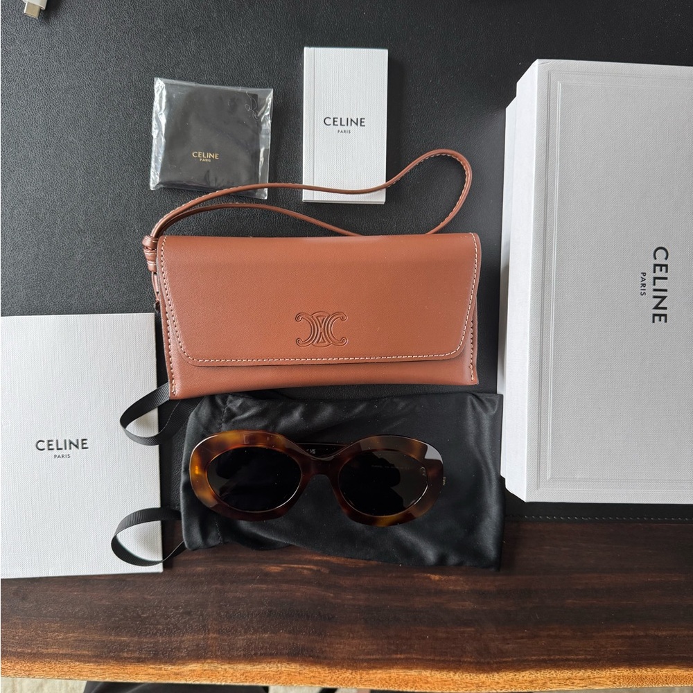 Celine Women's Brown Tortoise Sunglasses - Picture 4 of 5
